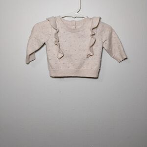 Newborn Baby Girl Cream Ruffle Textured Polka Dot Frilly Sweater 0-3 Months